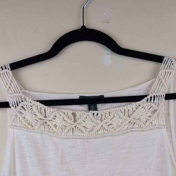 Ralph Lauren Cream Cotton Slub Crocheted Macrame Women's Camisole Top Size M - Picture 4 of 10